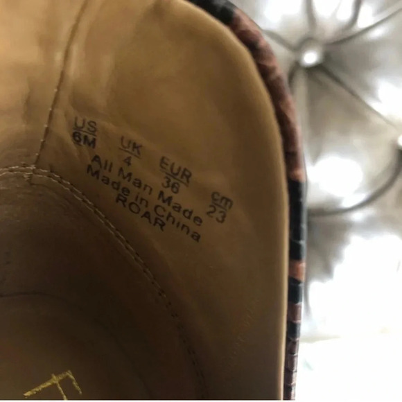 New Franco Sarto Roar Snake Notched Bootie cognac embossed animal print boots - Picture 7 of 8